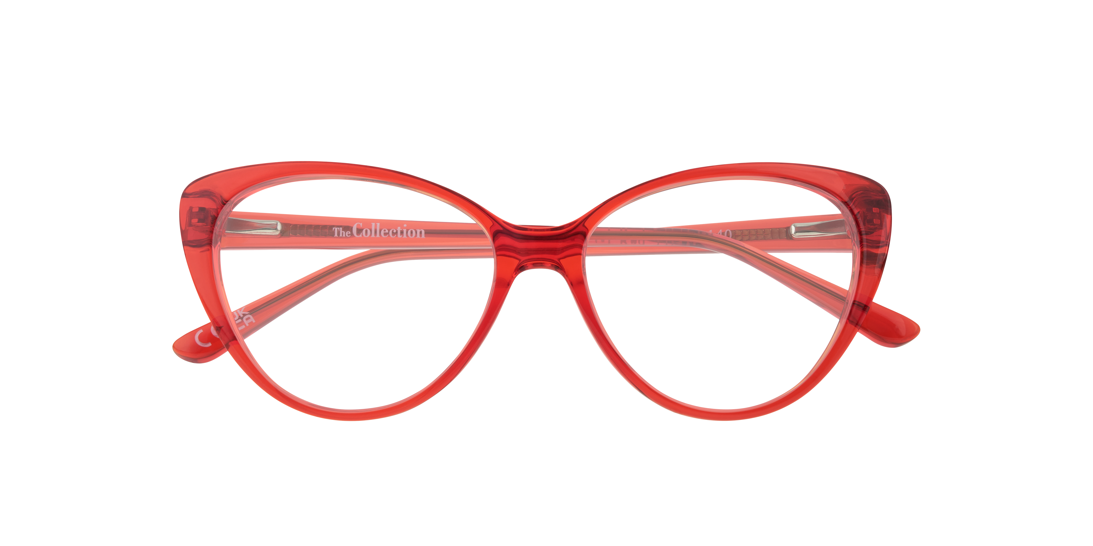 Jenna Crystal Red PlasticEyeglass Frames for Glasses Direct, Closed View