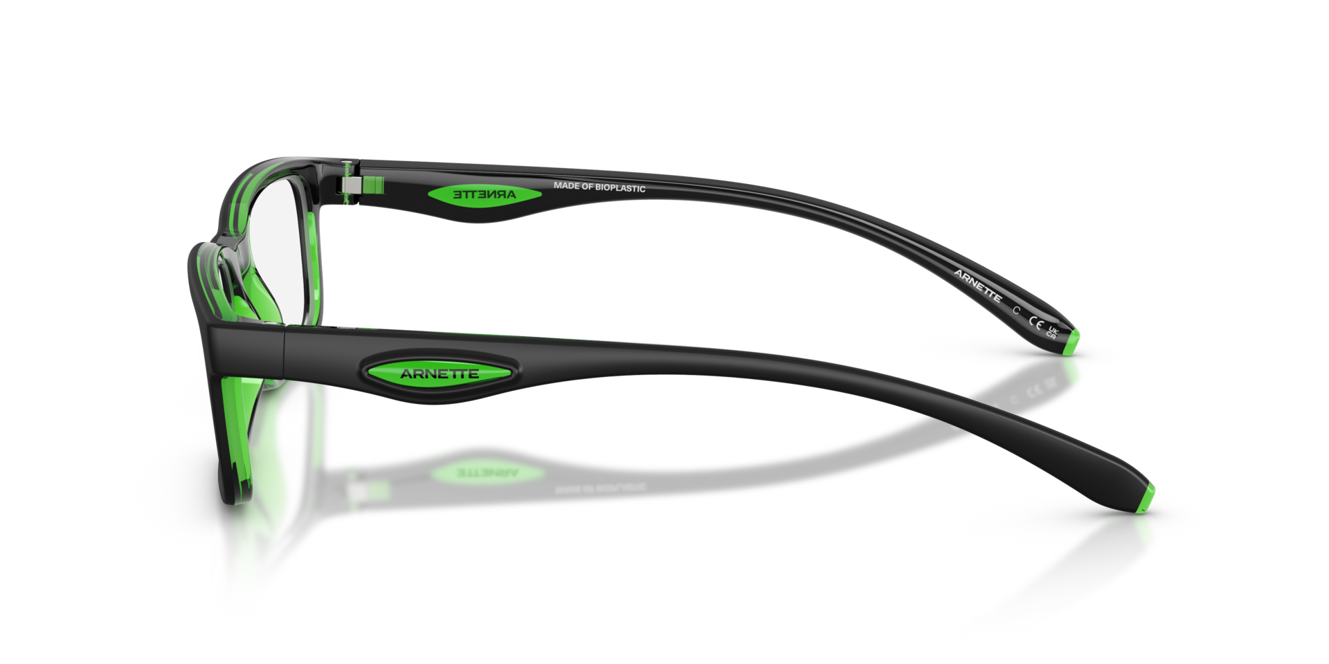AN7283 Black & Green PlasticEyeglass Frames for Glasses Direct, Side View