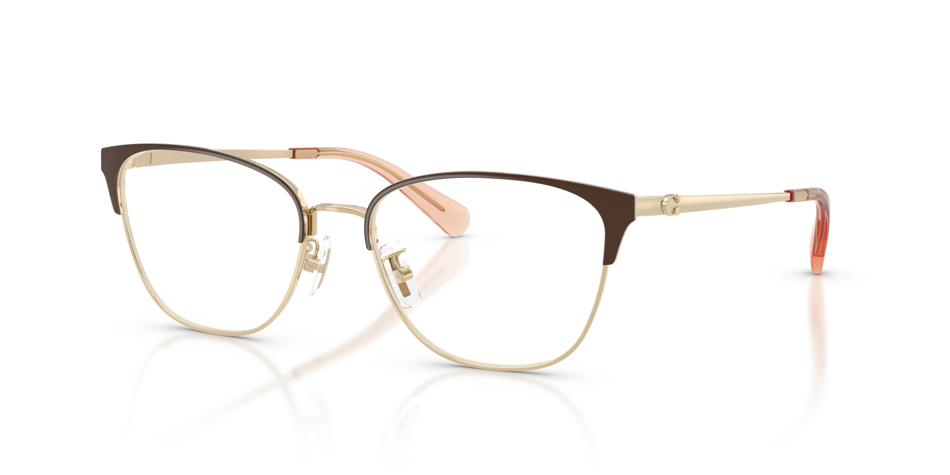 HC5202 Light Gold & Brown MetalEyeglass Frames for Glasses Direct, Angle View