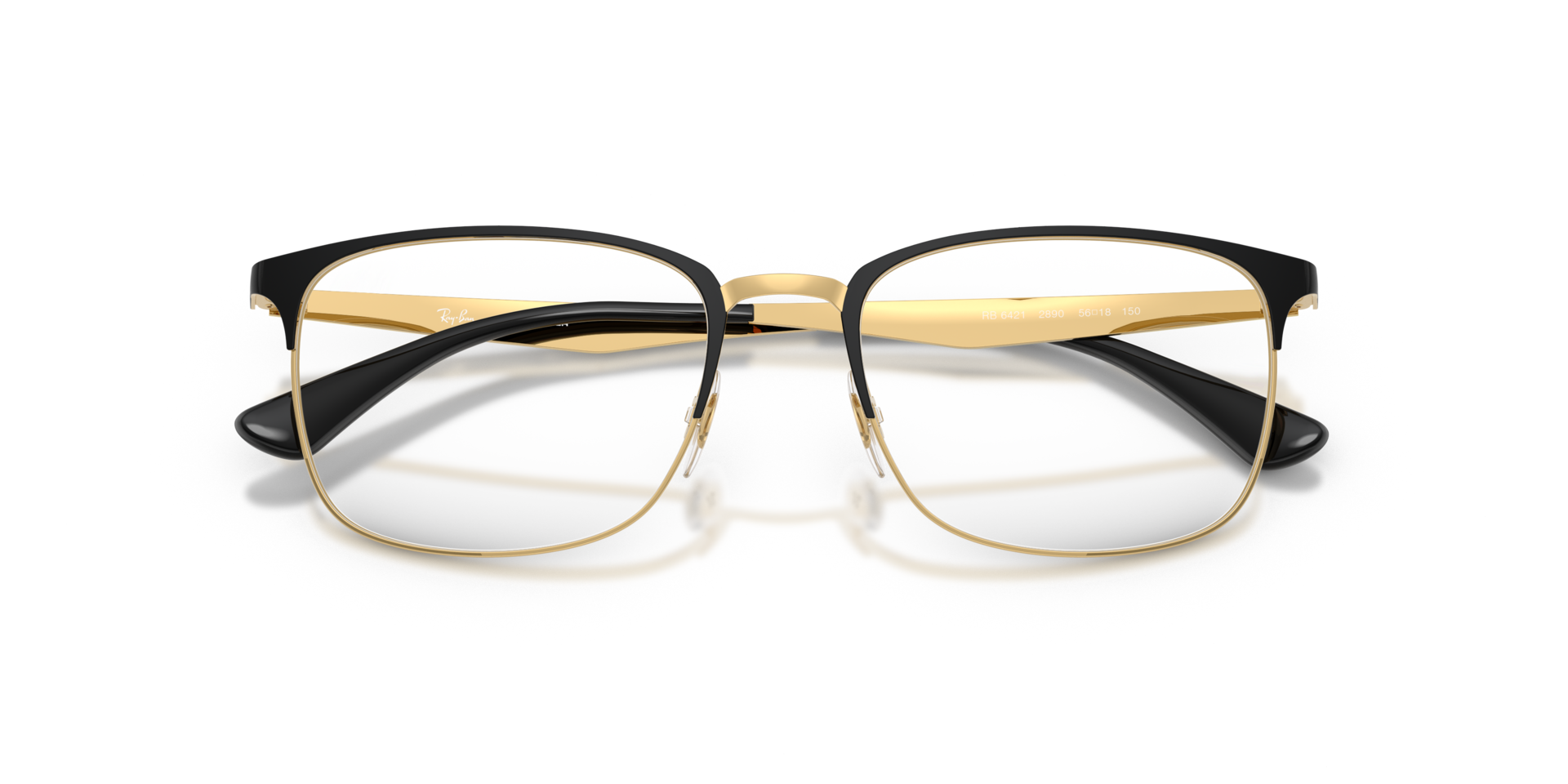 RB6421 Optics Black & Gold MetalEyeglass Frames for Glasses Direct, Closed View