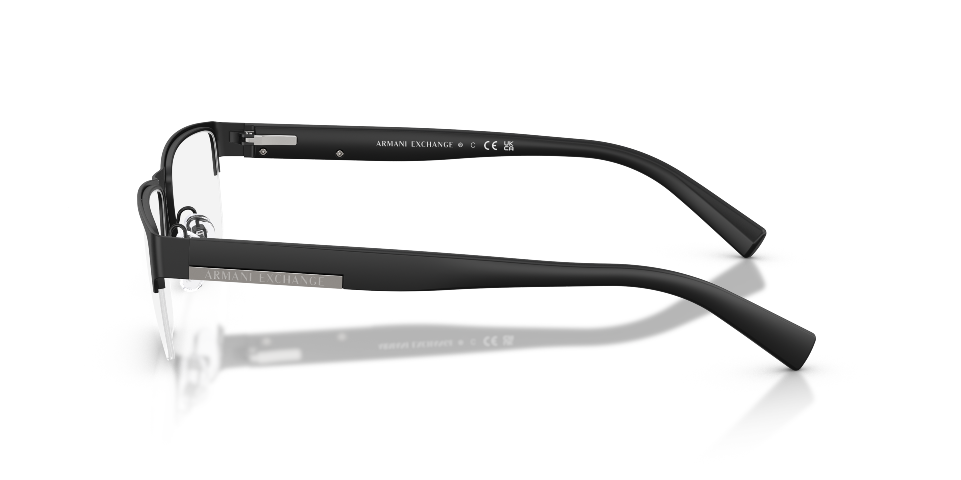 AX1018 Matte Black MetalEyeglass Frames for Glasses Direct, Side View