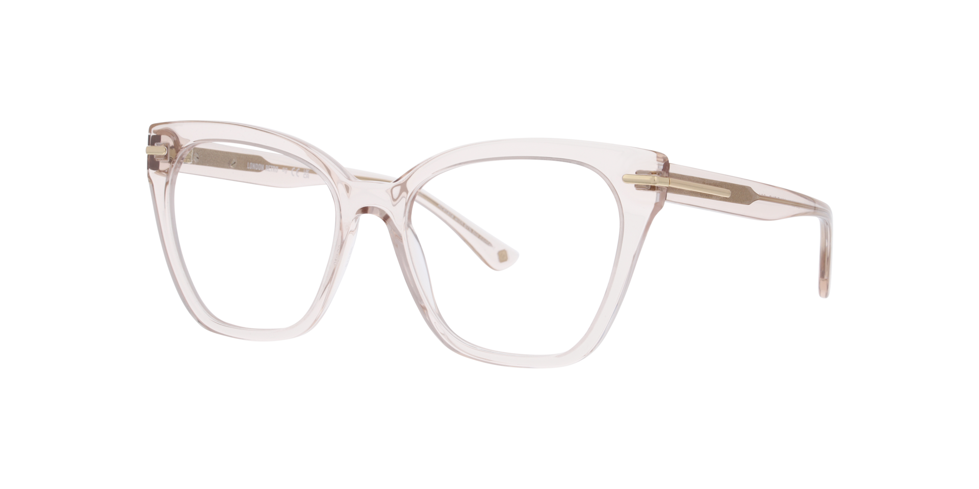 Mile End Transparent Champagne AcetateEyeglass Frames for Glasses Direct, Angle View
