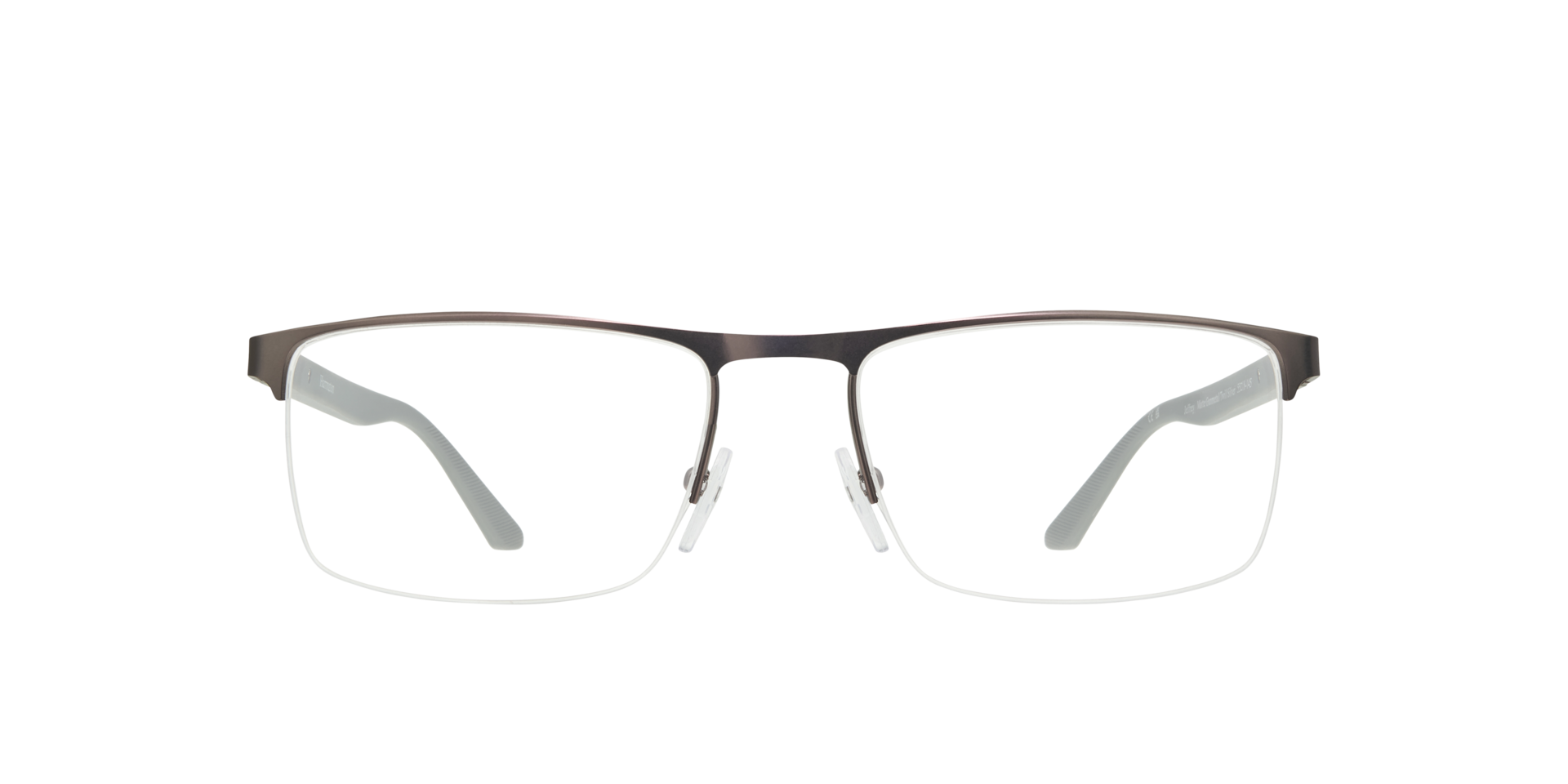 Jeffrey Matte Gunmetal & Twill Silver MetalEyeglass Frames for Glasses Direct, Front View