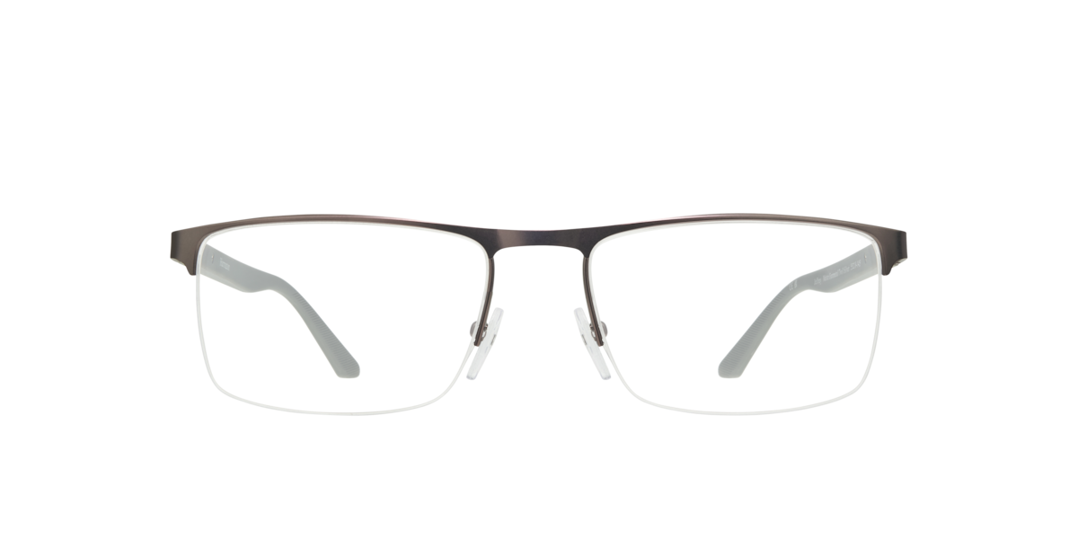 Harrington Men's Matte Gunmetal,Twill Silver Matte Gunmetal/Twill Silver Rectangle Metal Eyeglasses Online - Semi Rim - Jeffrey