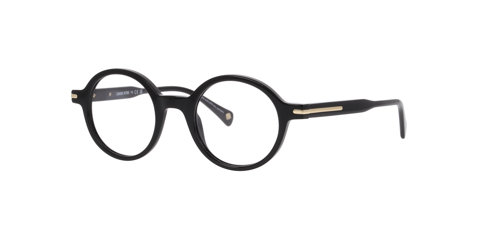 Nine Elms Black AcetateEyeglass Frames for Glasses Direct, Angle View
