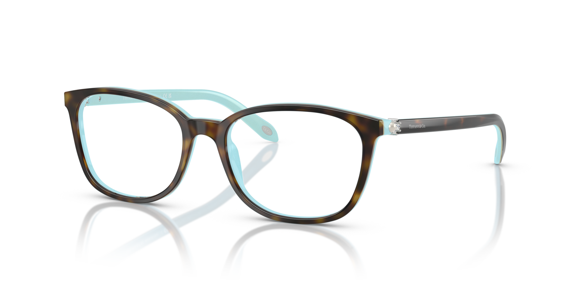 TF2109BF Havana On Tiffany Blue AcetateEyeglass Frames for Glasses Direct, Angle View