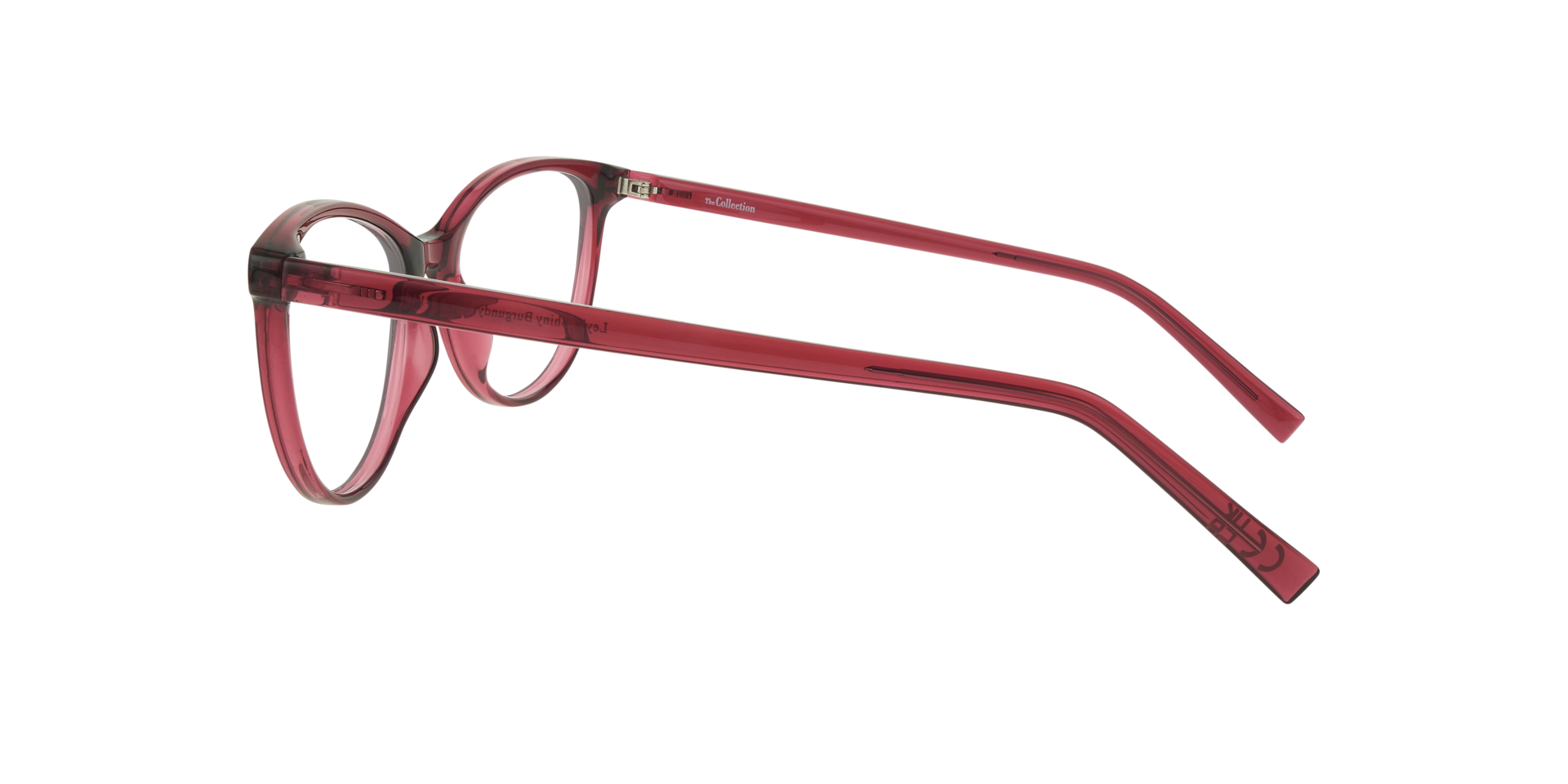 Leyla Shiny Burgundy PlasticEyeglass Frames for Glasses Direct, Side View