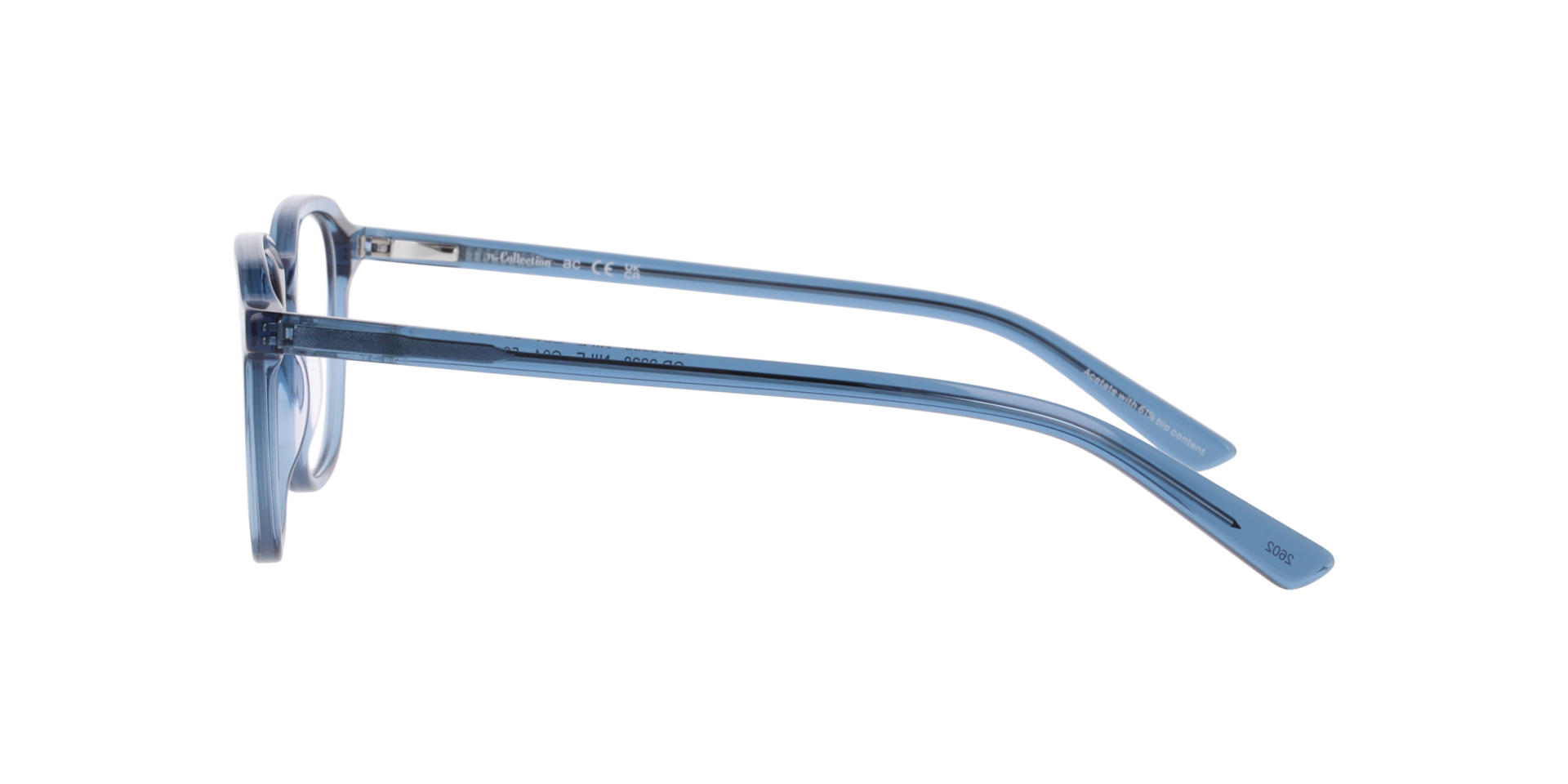 Nile Transparent Blue AcetateEyeglass Frames for Glasses Direct, Side View