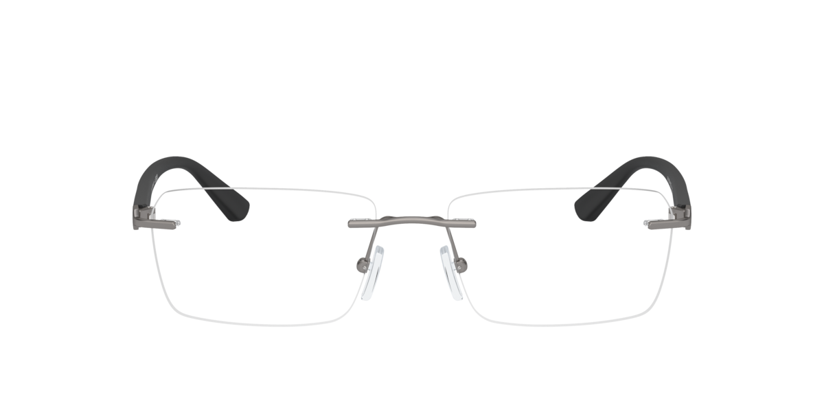 Armani Exchange Men's Matte Gunmetal Rectangle Metal Eyeglasses Online - Rimless - Ax1064