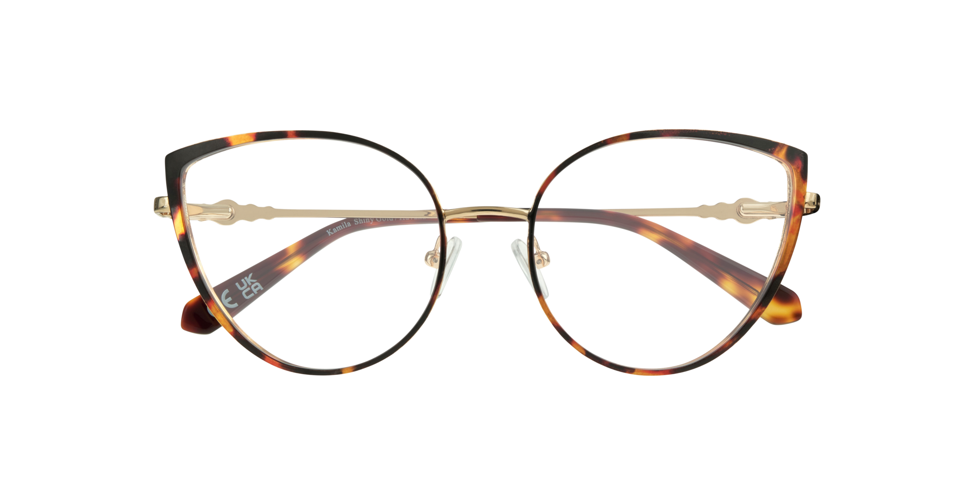 Kamila Shiny Gold & Havana MetalEyeglass Frames for Glasses Direct, Closed View