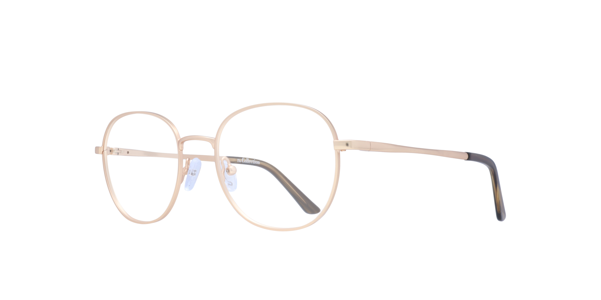Harlan Satin Gold MetalEyeglass Frames for Glasses Direct, Angle View