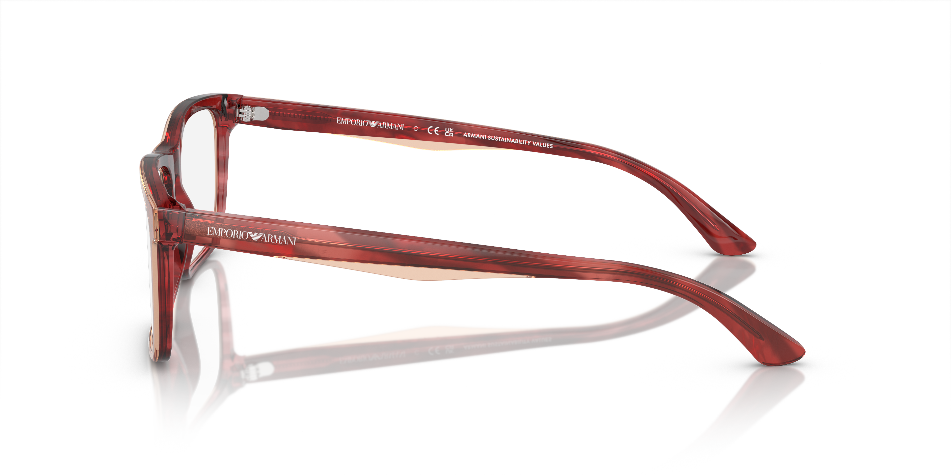 EA3227 Shiny Bordeaux & Top Smoke AcetateSunglass Frames for Glasses Direct, Side View