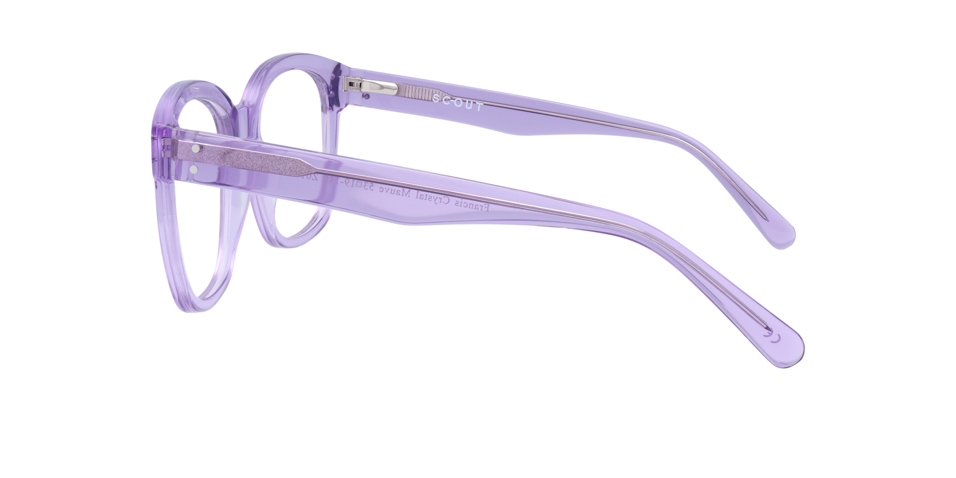 Francis Crystal Mauve AcetateEyeglass Frames for Glasses Direct, Side View