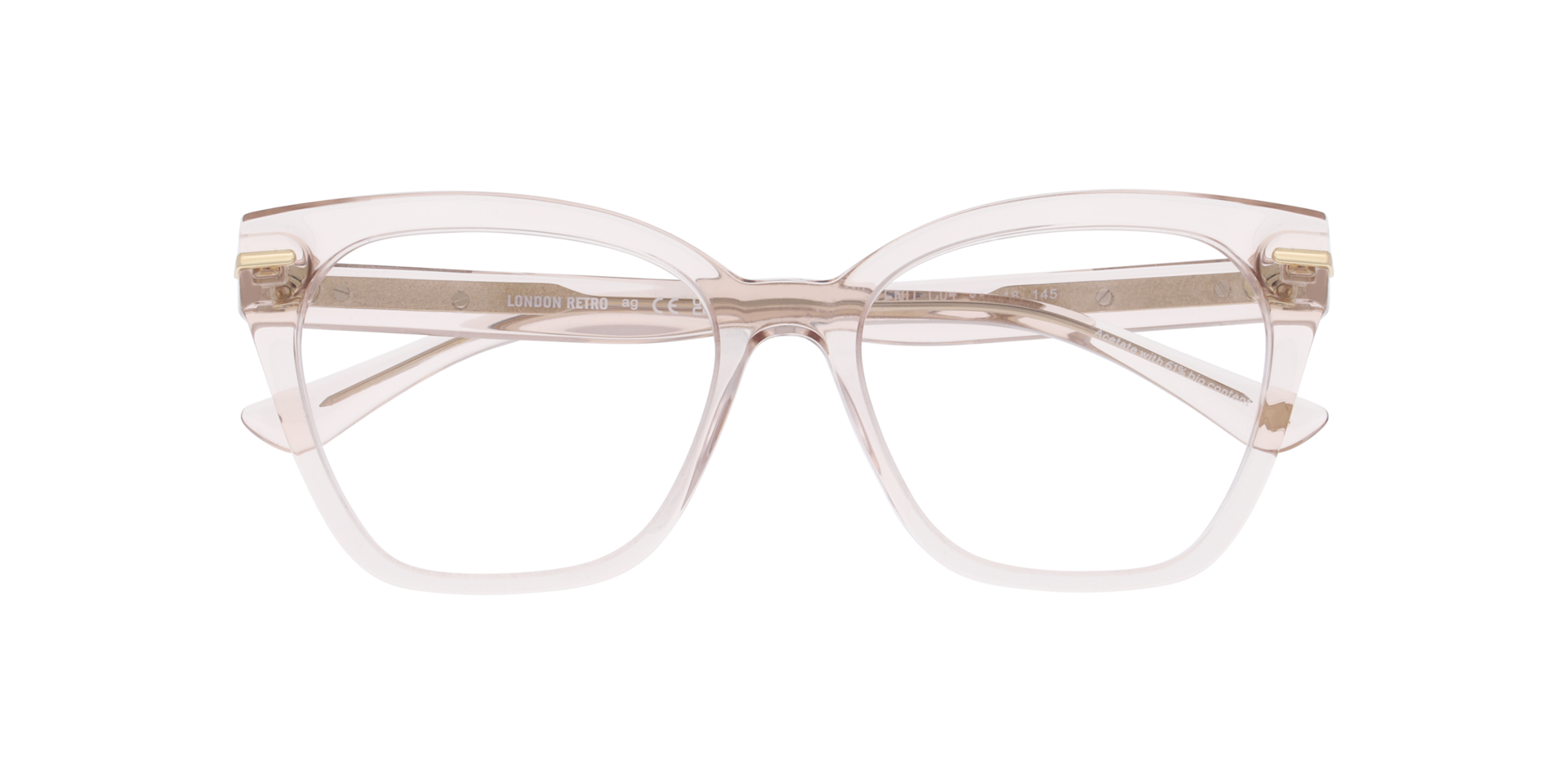 Mile End Transparent Champagne AcetateEyeglass Frames for Glasses Direct, Closed View