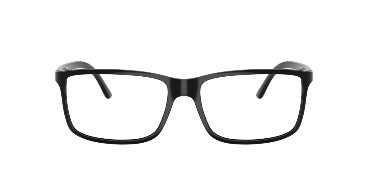 Polo Ralph Lauren Men's Shiny Black Rectangle Plastic Eyeglasses Online - Full Rim - Ph2126