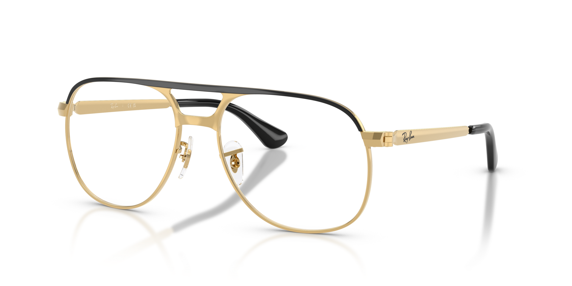 RB3793V Black On Gold MetalEyeglass Frames for Glasses Direct, Angle View