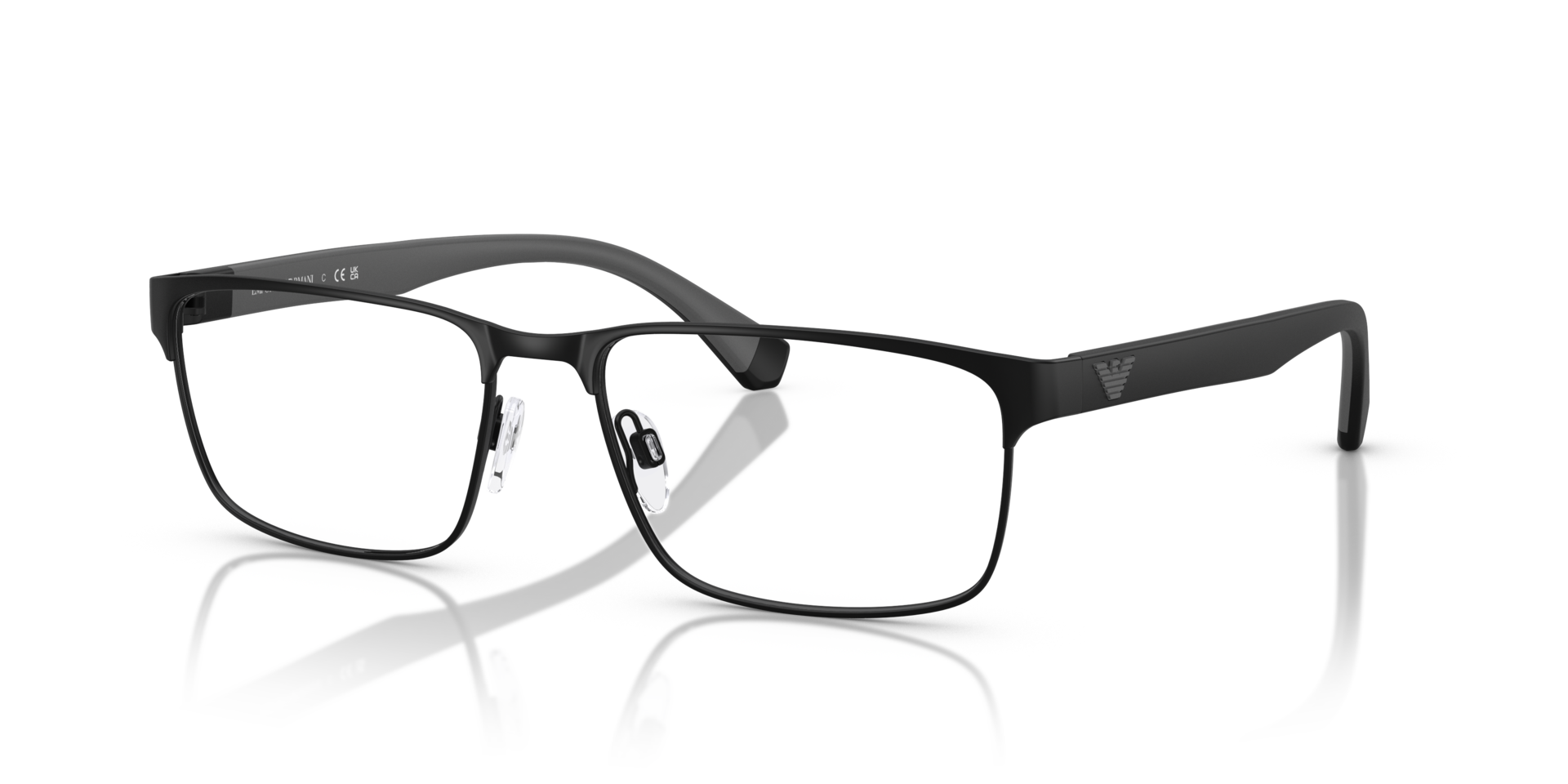EA1105 Matte Black MetalEyeglass Frames for Glasses Direct, Angle View
