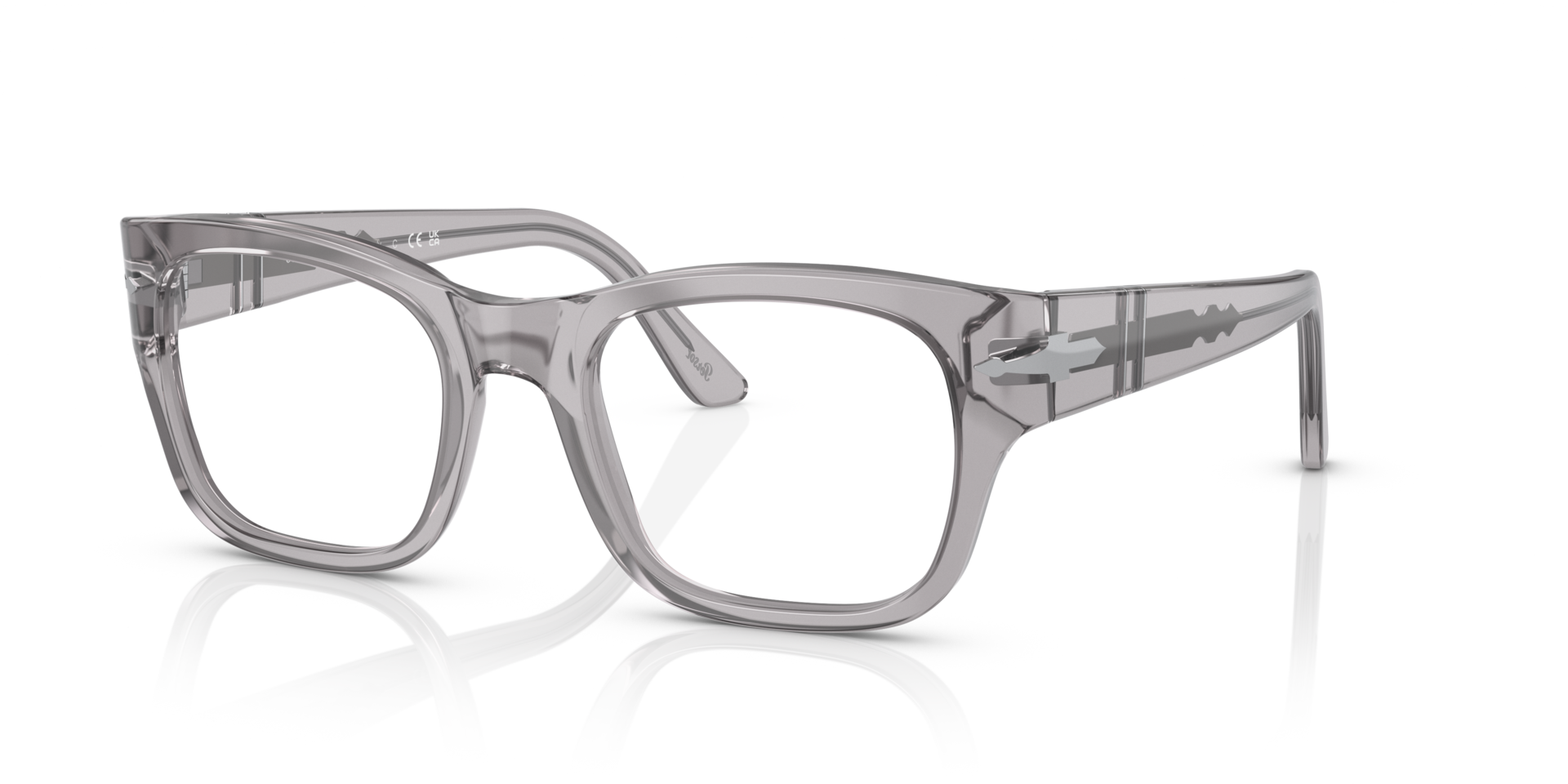 PO3297V Transparent Grey AcetateEyeglass Frames for Glasses Direct, Angle View