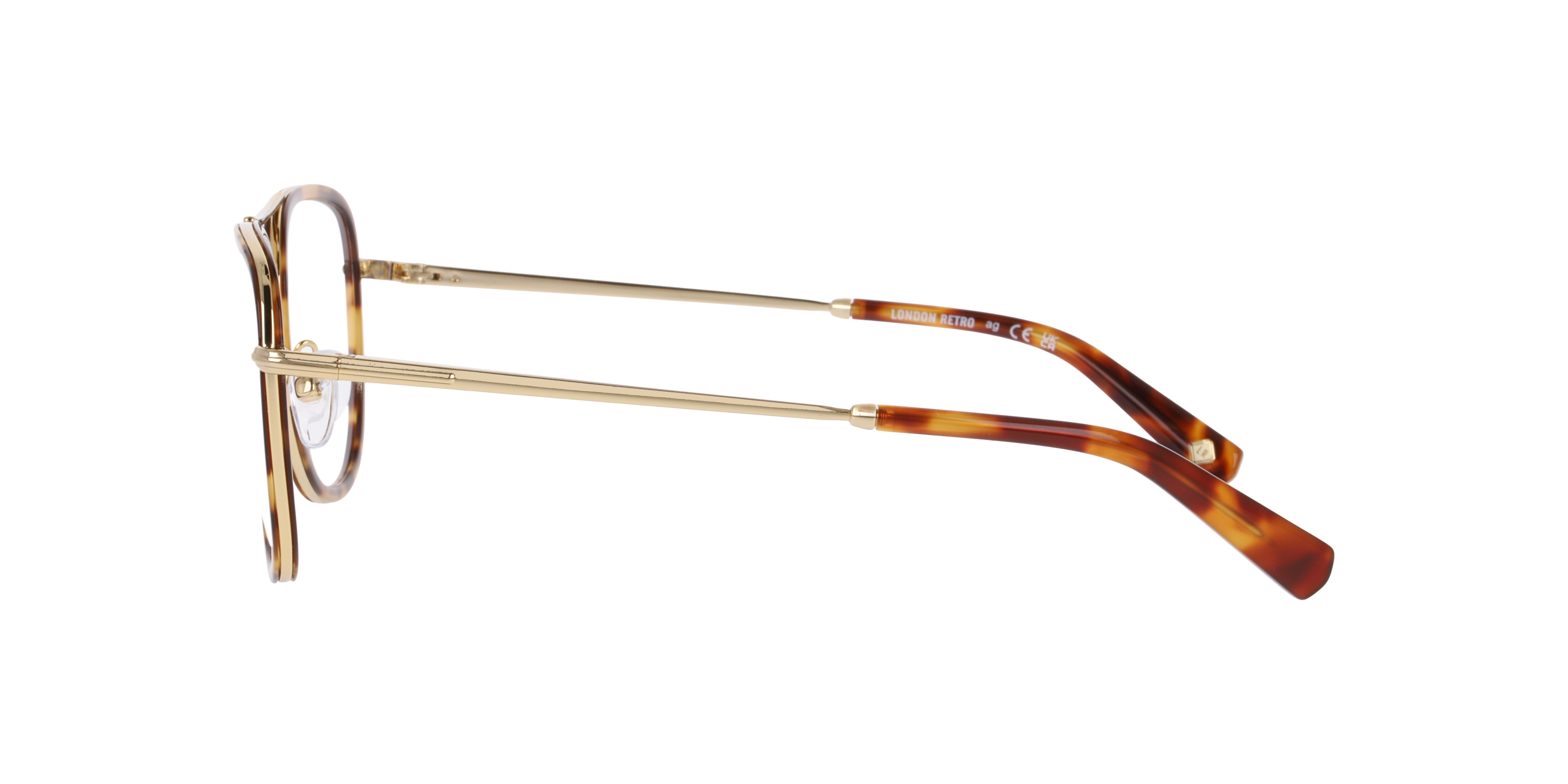 Northolt Havana Brown On Gold MetalEyeglass Frames for Glasses Direct, Side View