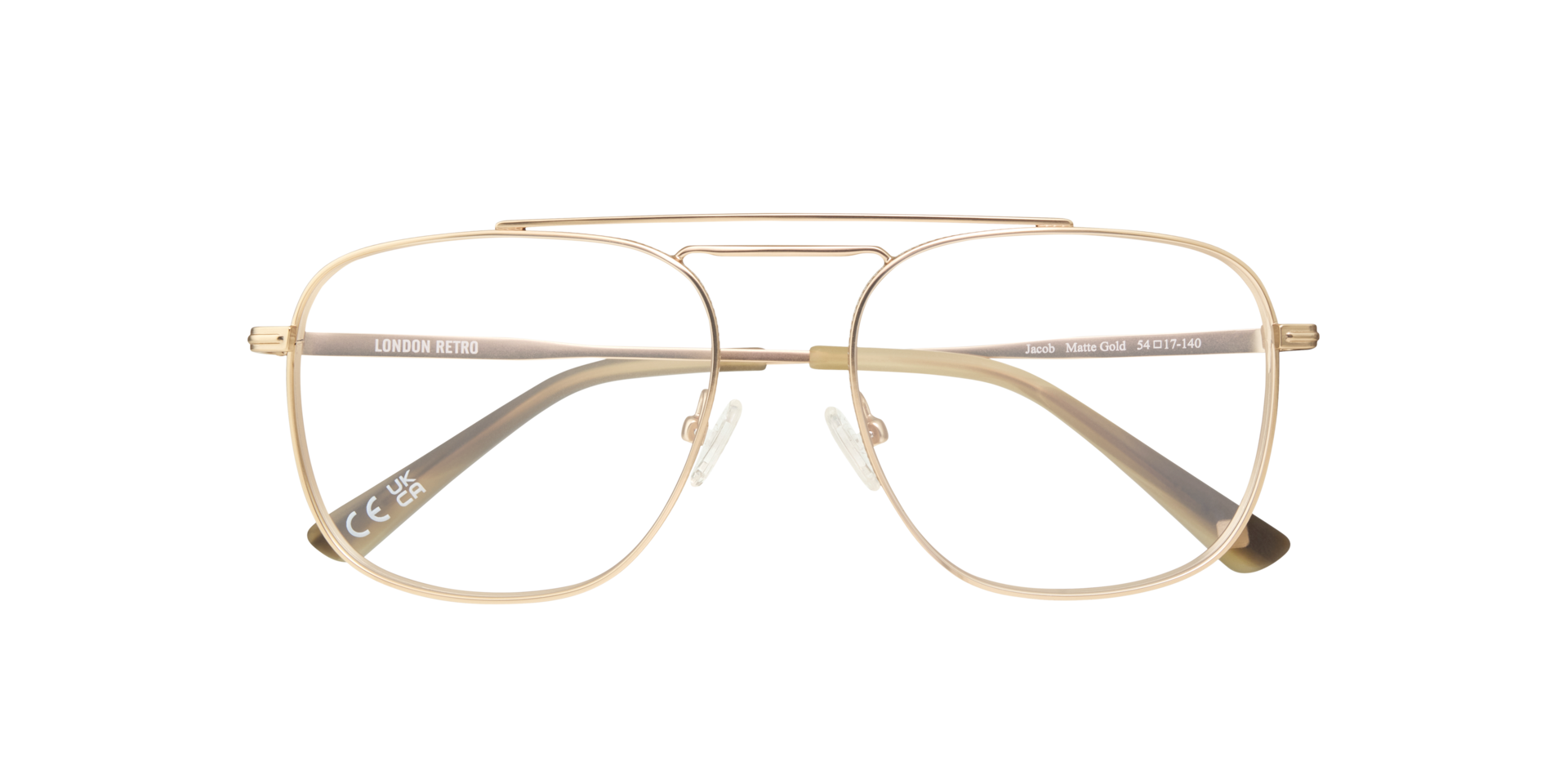 Jacob Matte Gold MetalSunglass Frames for Glasses Direct, Closed View