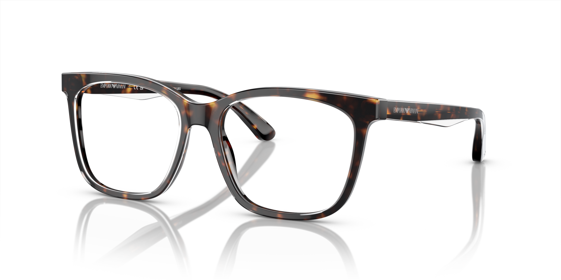 EA3228 Shiny Havana & Top Crystal AcetateEyeglass Frames for Glasses Direct, Angle View