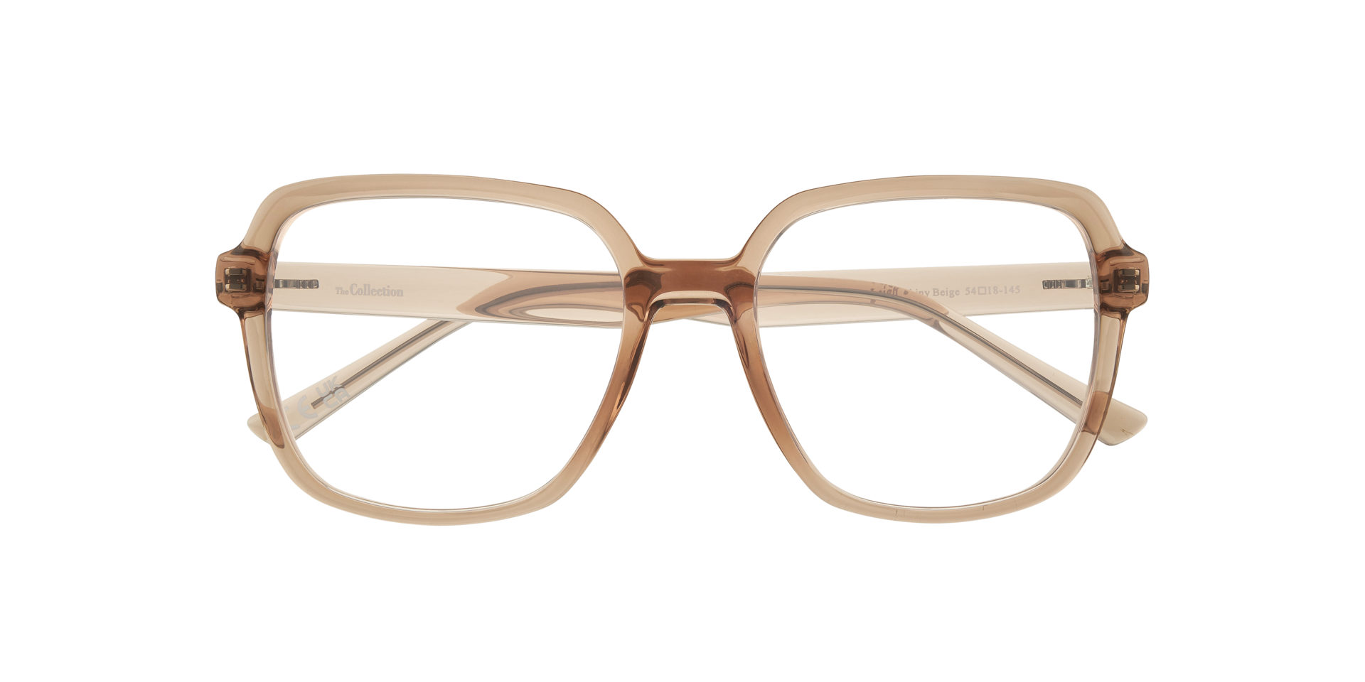 Leigh Shiny Beige PlasticEyeglass Frames for Glasses Direct, Closed View