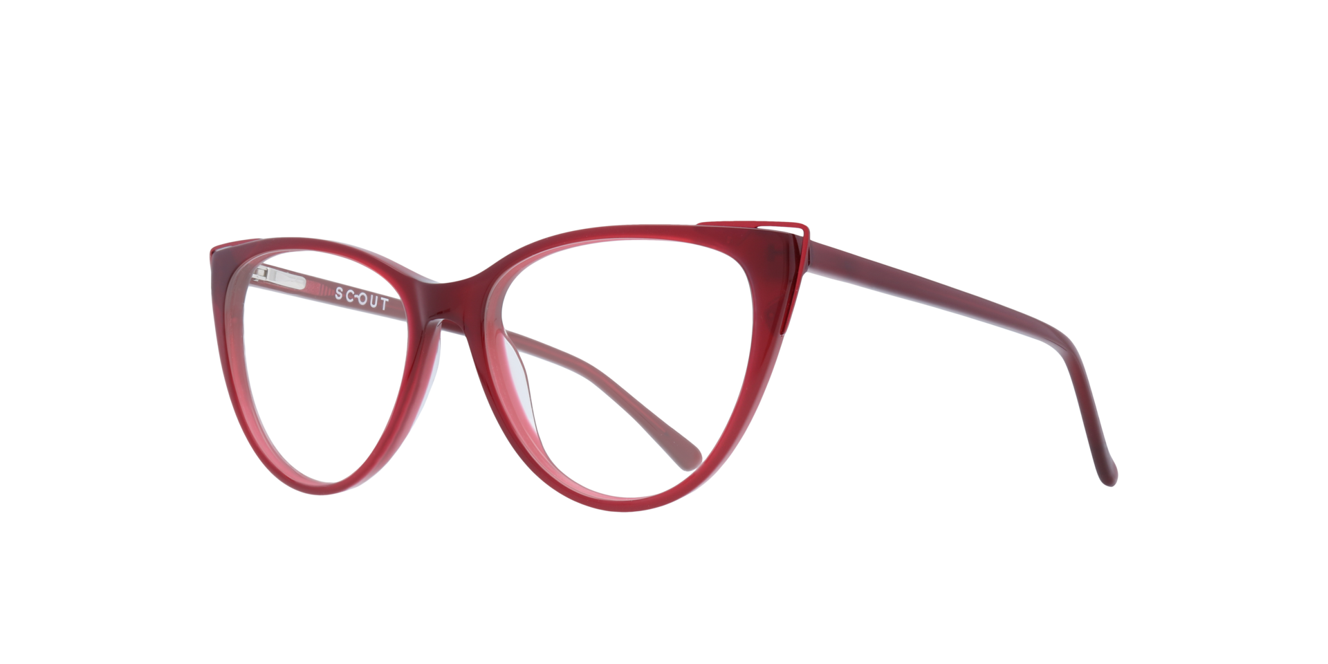 Arabella Shiny Red AcetateEyeglass Frames for Glasses Direct, Angle View