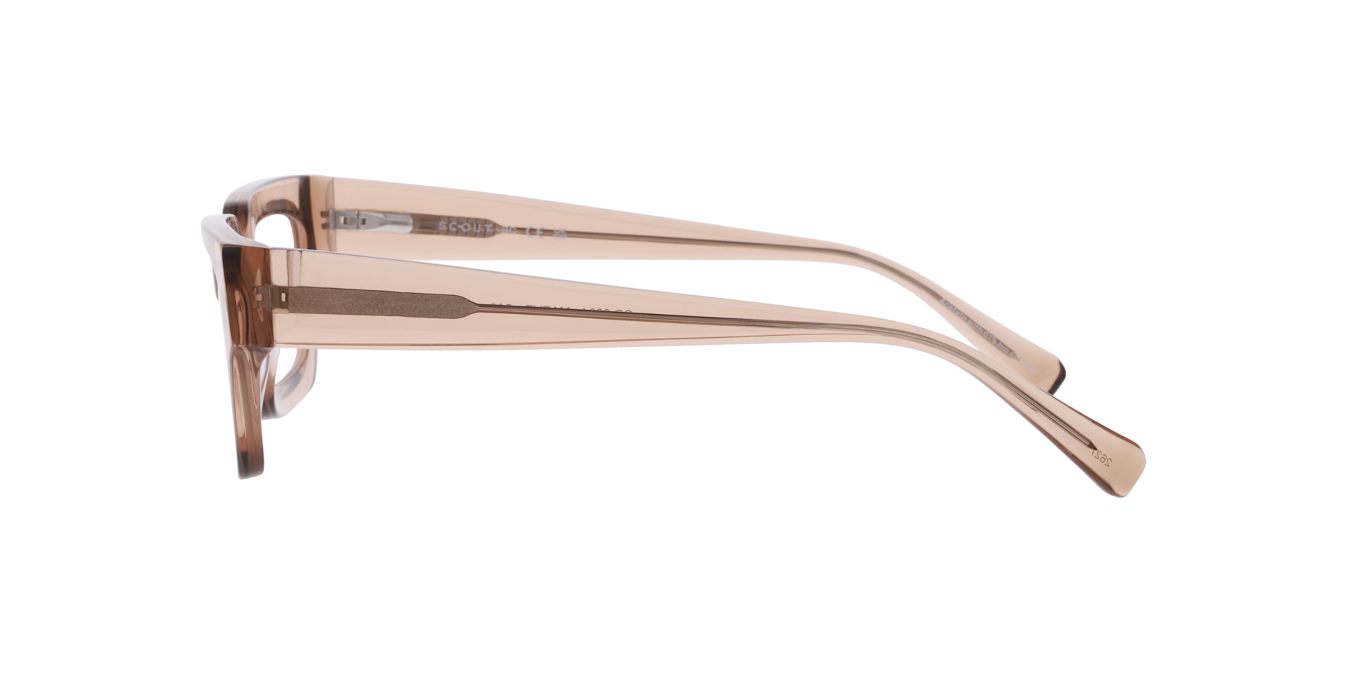 Maeve Transparent Brown AcetateEyeglass Frames for Glasses Direct, Side View
