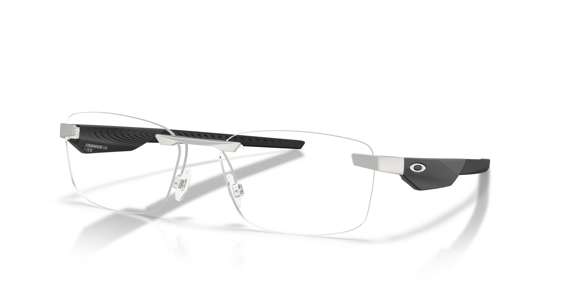 Steakhouse 1.0 Satin Chrome MetalEyeglass Frames for Glasses Direct, Angle View