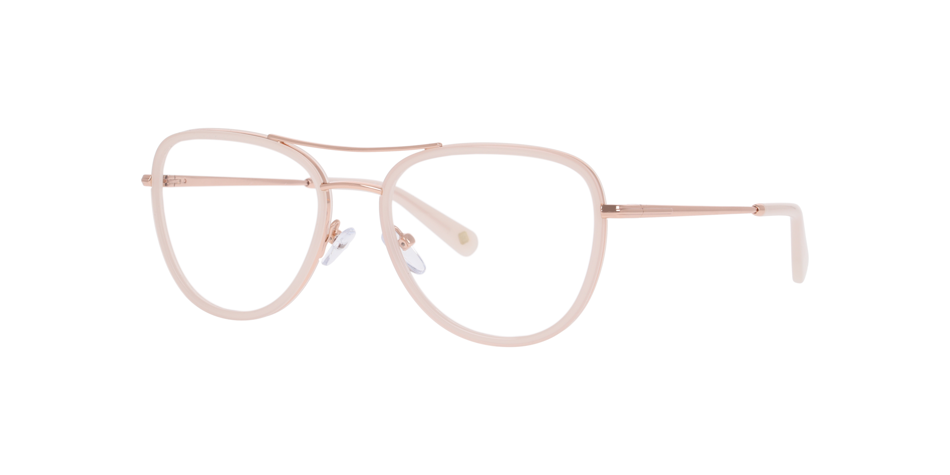 Northolt Milky White & Pink Gold MetalEyeglass Frames for Glasses Direct, Angle View