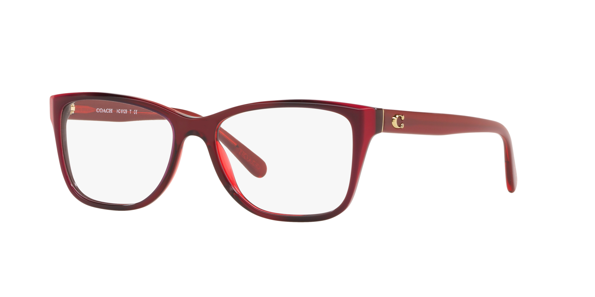 HC6129 Burgundy Laminate AcetateEyeglass Frames for Glasses Direct, Angle View
