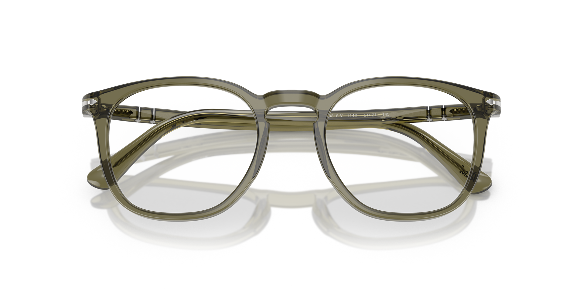 PO3318V Olive Transparent Green AcetateEyeglass Frames for Glasses Direct, Closed View