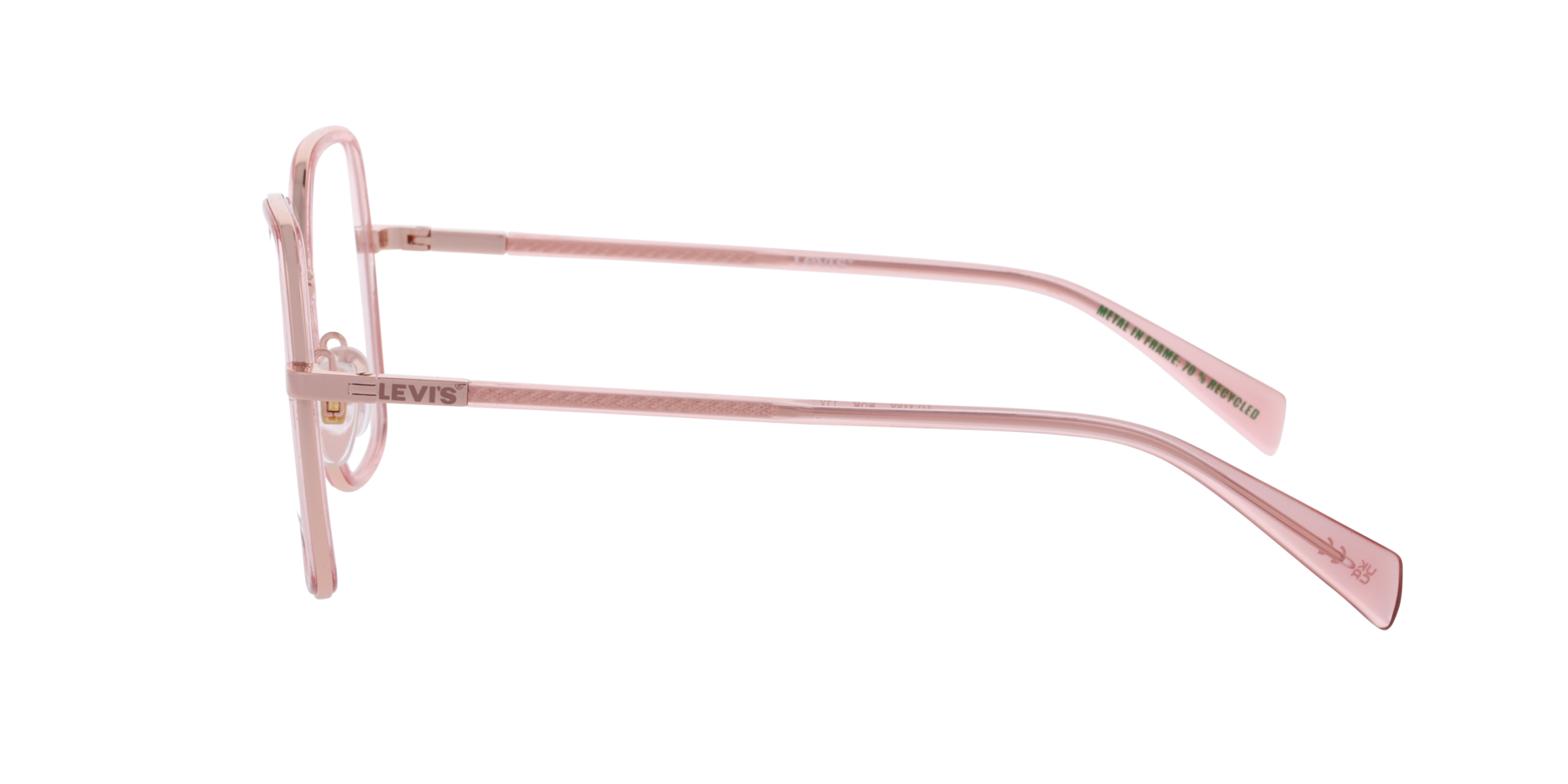 LV 1109 Gold Pink MetalEyeglass Frames for Glasses Direct, Side View