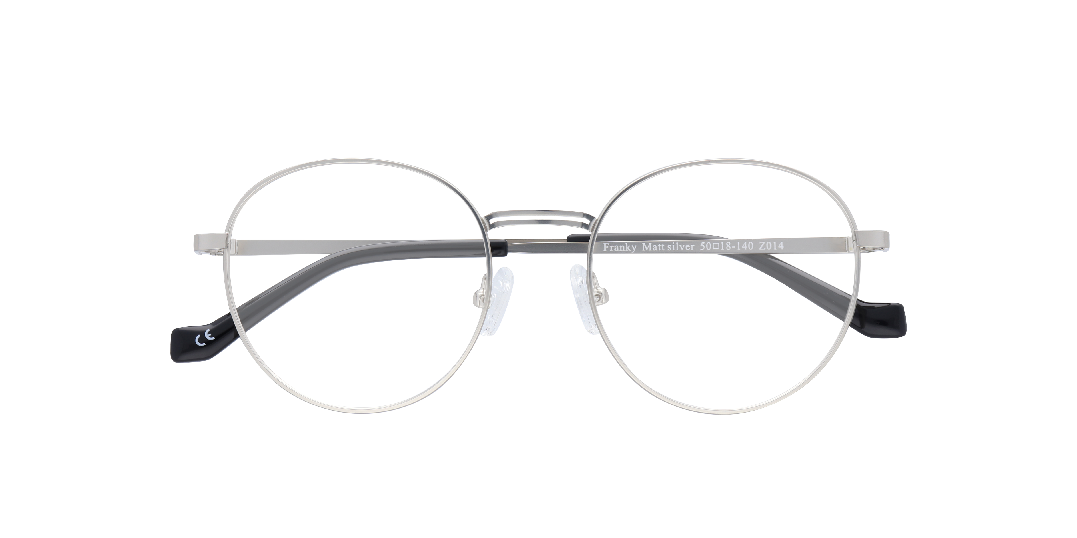 Franky Matte Silver MetalEyeglass Frames for Glasses Direct, Closed View