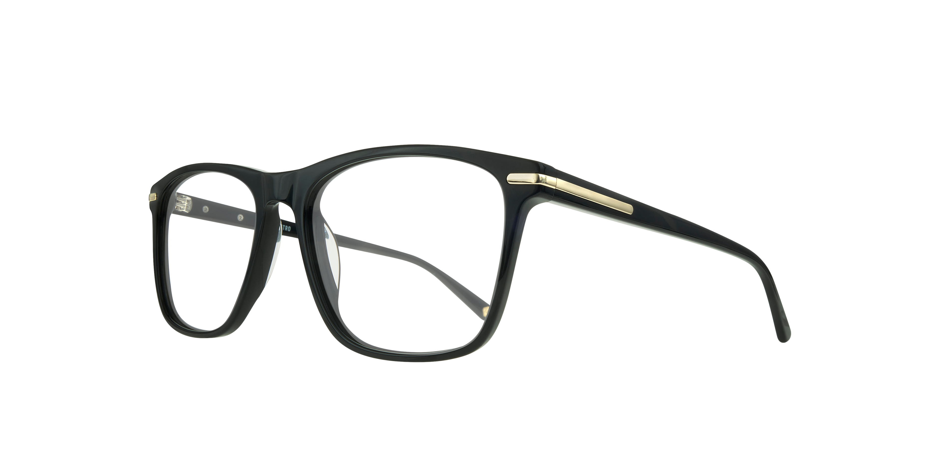Leyton Black & Gold AcetateEyeglass Frames for Glasses Direct, Angle View