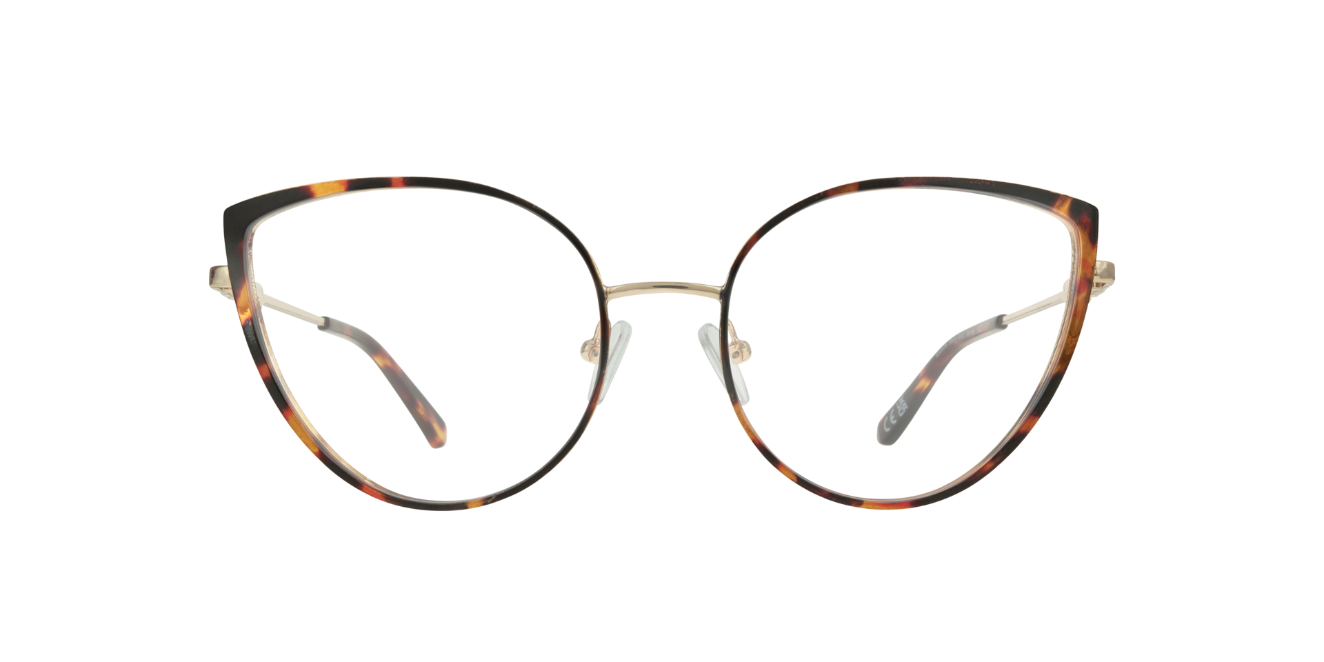 Kamila Shiny Gold & Havana MetalEyeglass Frames for Glasses Direct, Front View