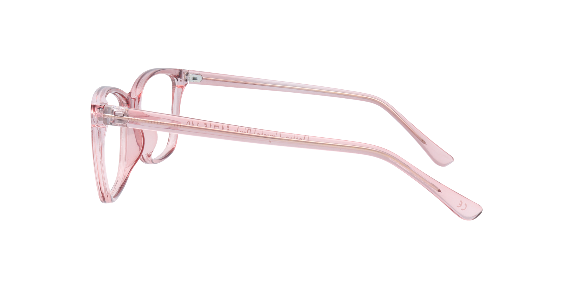 Dottie Crystal Pink PlasticEyeglass Frames for Glasses Direct, Side View