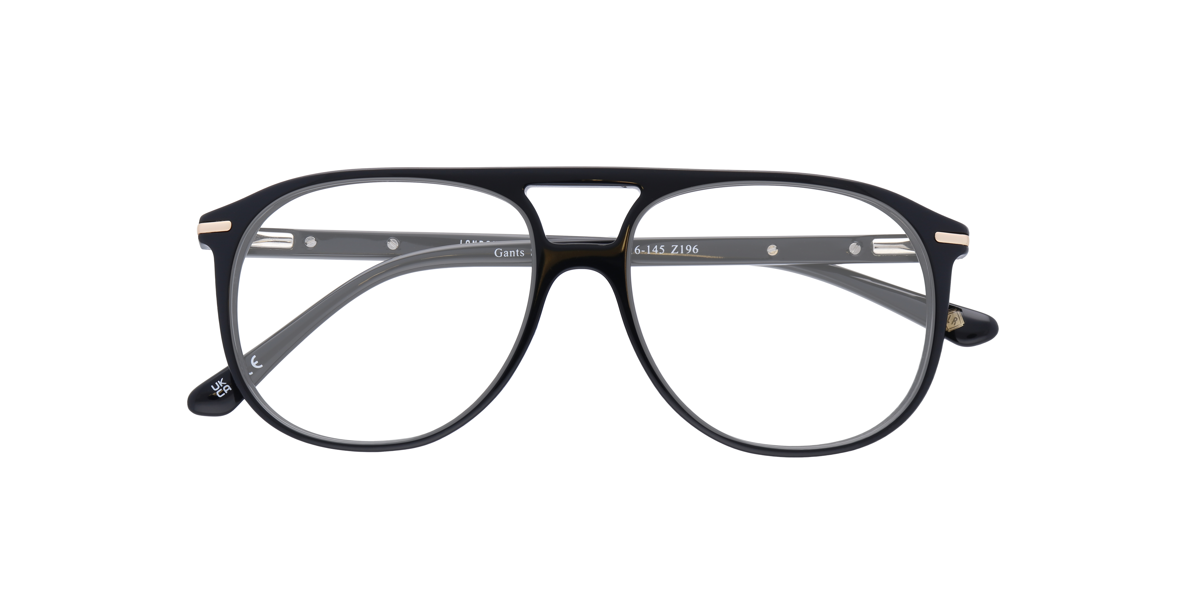 Gants Shiny Black AcetateEyeglass Frames for Glasses Direct, Closed View