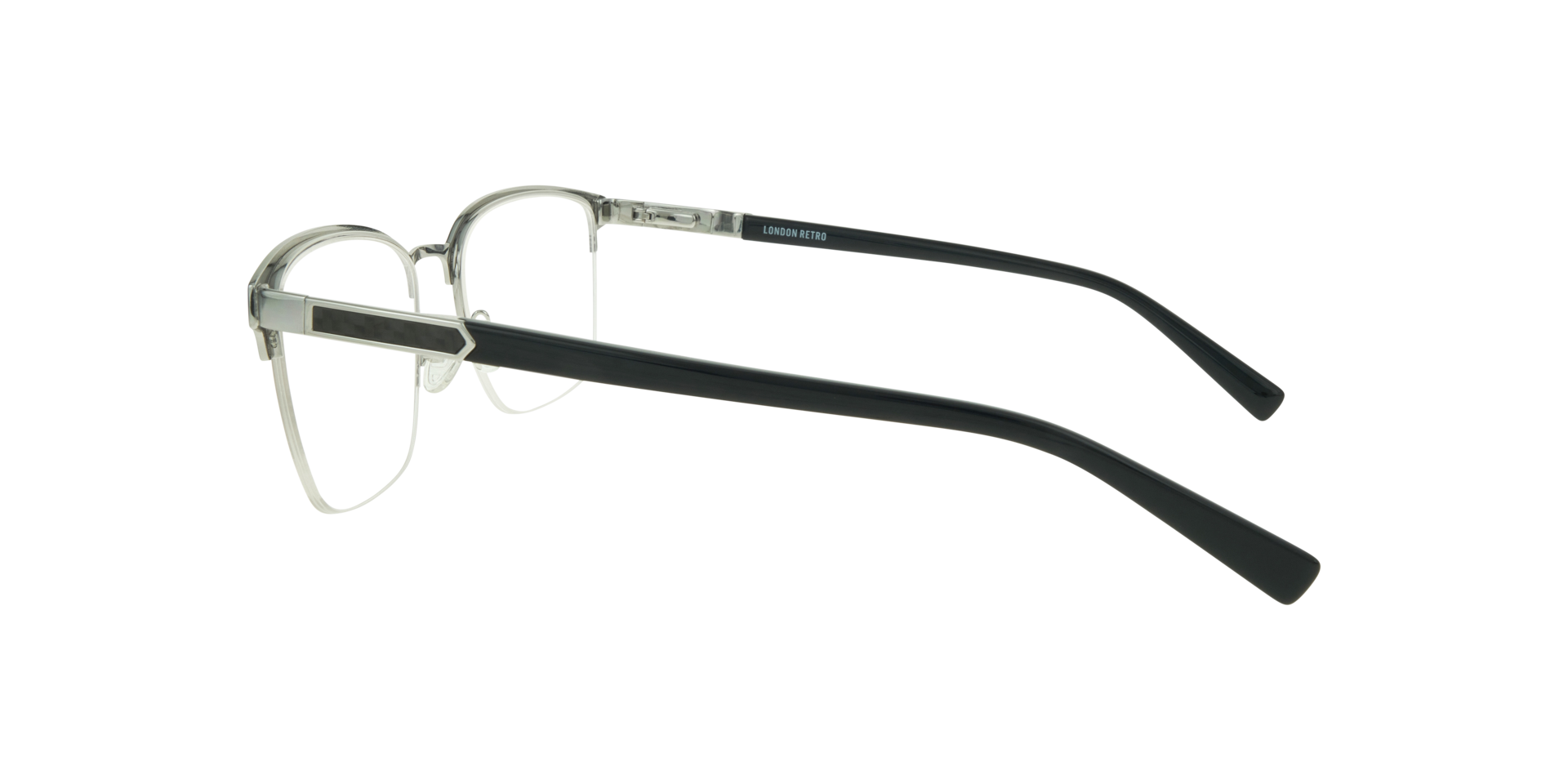 Kevin Matte Black & Shiny Silver MetalEyeglass Frames for Glasses Direct, Side View
