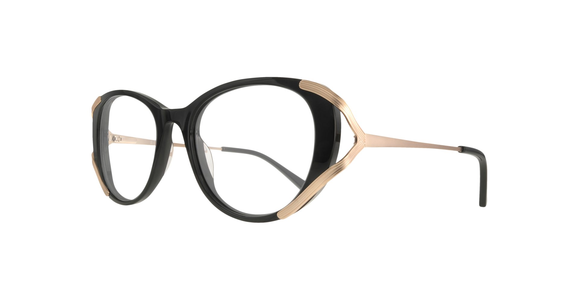 Lillian Black & Gold AcetateEyeglass Frames for Glasses Direct, Angle View