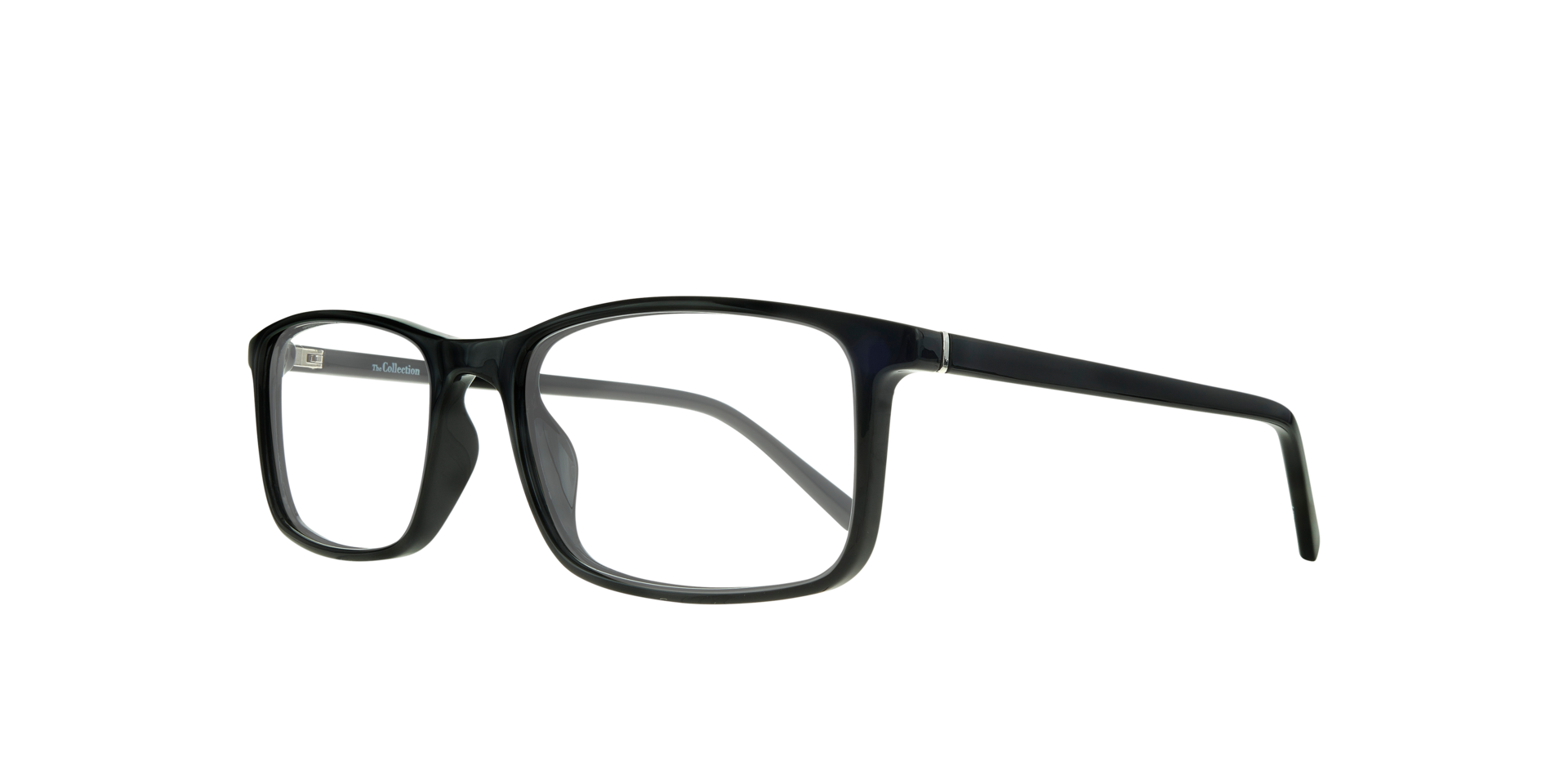 Leslie Shiny Black PlasticEyeglass Frames for Glasses Direct, Angle View