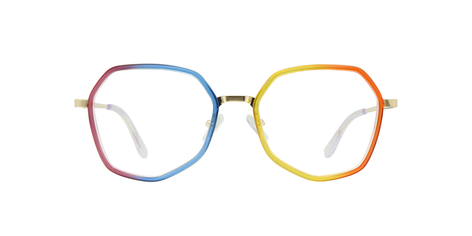 Proud Rainbow & Shiny Gold MetalSunglass Frames for Glasses Direct, Front View
