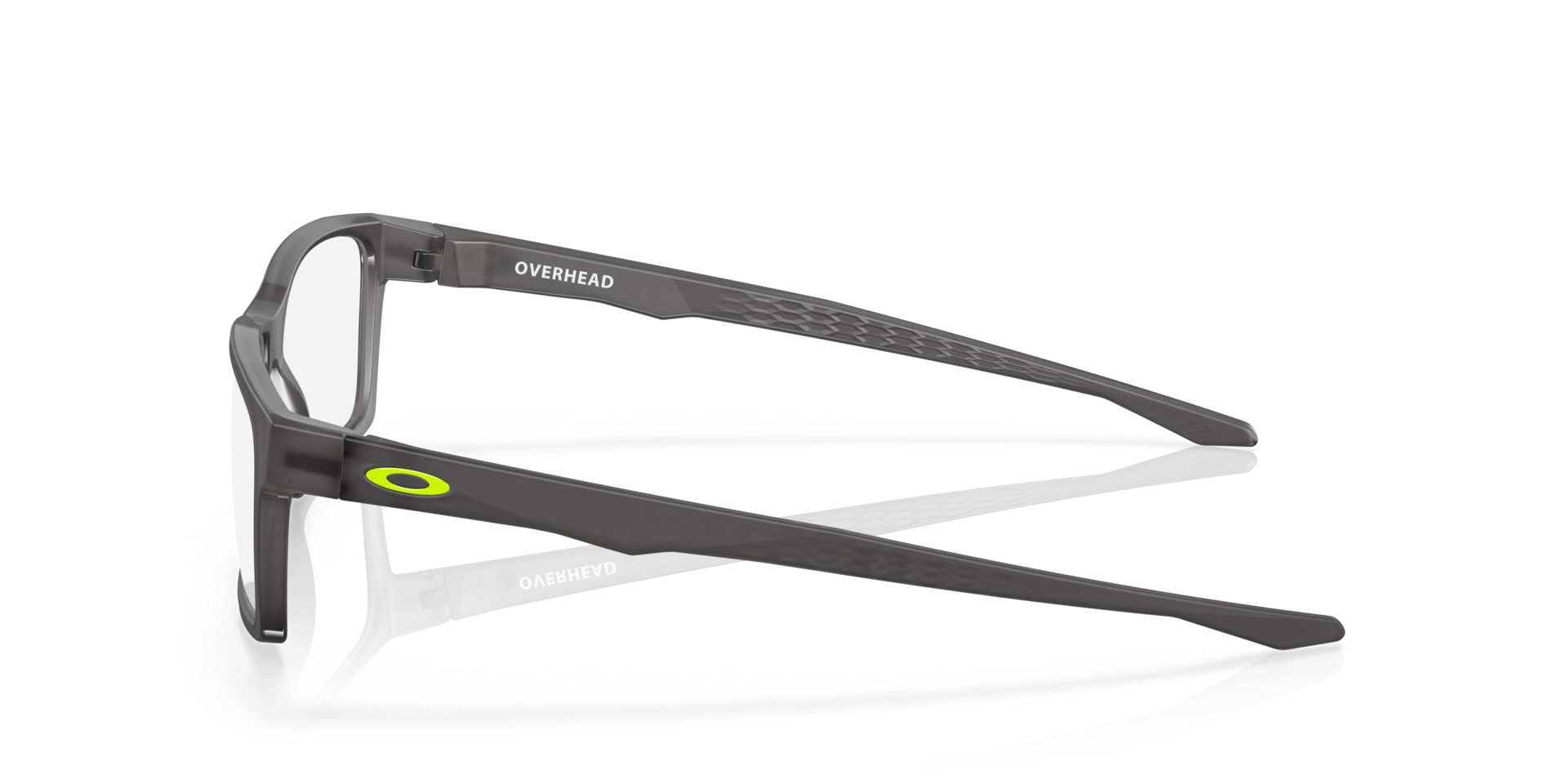 Overhead Satin Grey Smoke PlasticEyeglass Frames for Glasses Direct, Side View
